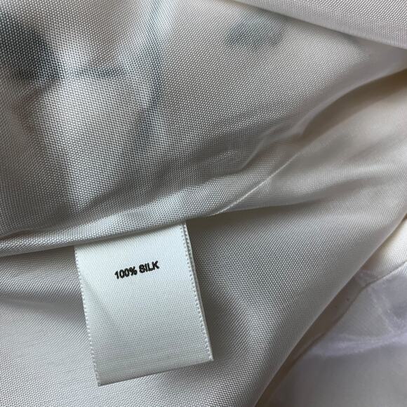 Austin Reed Coat Womens 12 White Embroidered Floral 100% Silk Long Jacket - Picture 10 of 10